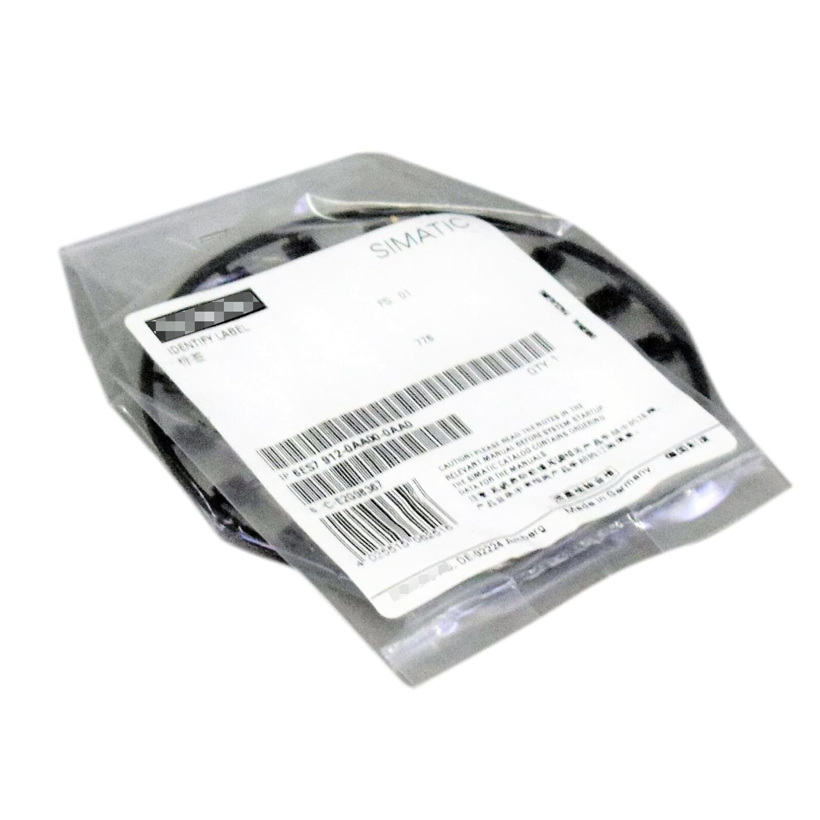 Siemens 6ES7 912-0AA00-0AA0 mounting label in packaging, featuring product details and barcode.