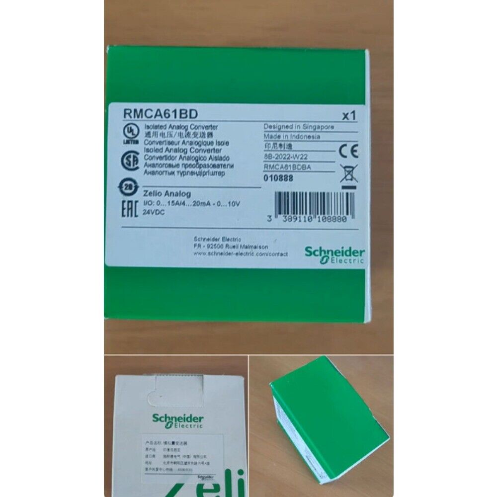 Schneider Electric RMCA61BD Isolated Analog Converter, green packaging, industrial automation component.