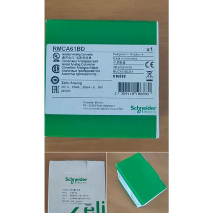 Schneider Electric RMCA61BD Isolated Analog Converter, green packaging, industrial automation component.