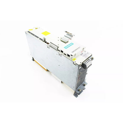 Siemens SIMODRIVE 611 Power Module. Industrial automation component with gray and white casing. SIMODRIVE 611 label.