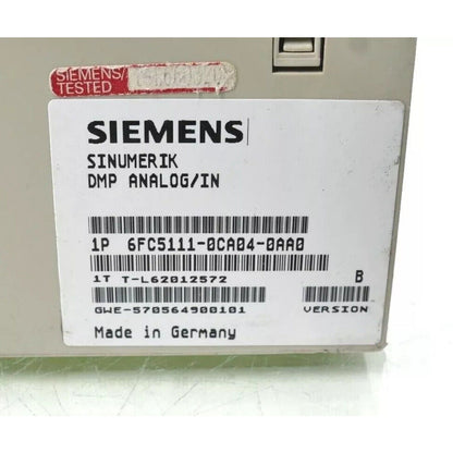 Siemens SINUMERIK 6FC5111-0CA04-0AA0 Electronic Module, DMP ANALOG/IN, Made in Germany, automation part for PLC systems.