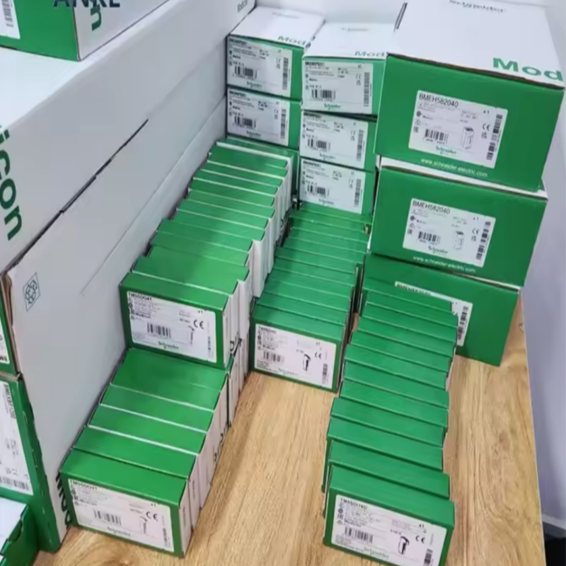 Schneider Electric industrial automation components, green boxes, BMEH582040 and other models