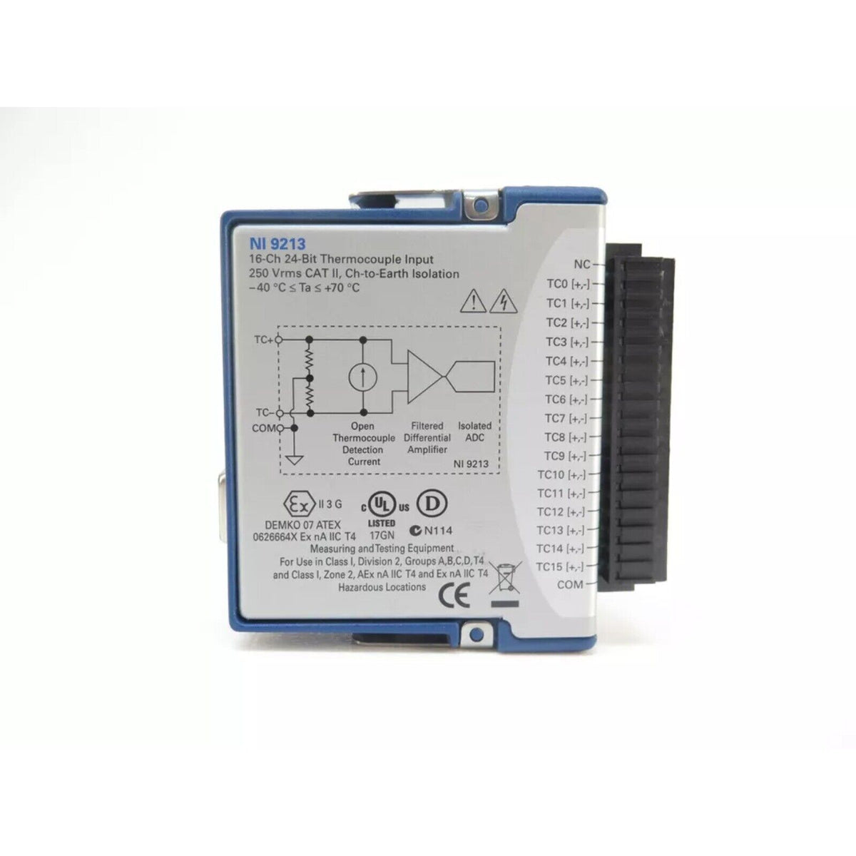 NI 9213 Temperature Input Module, industrial automation component with thermocouple inputs, fast shipping.