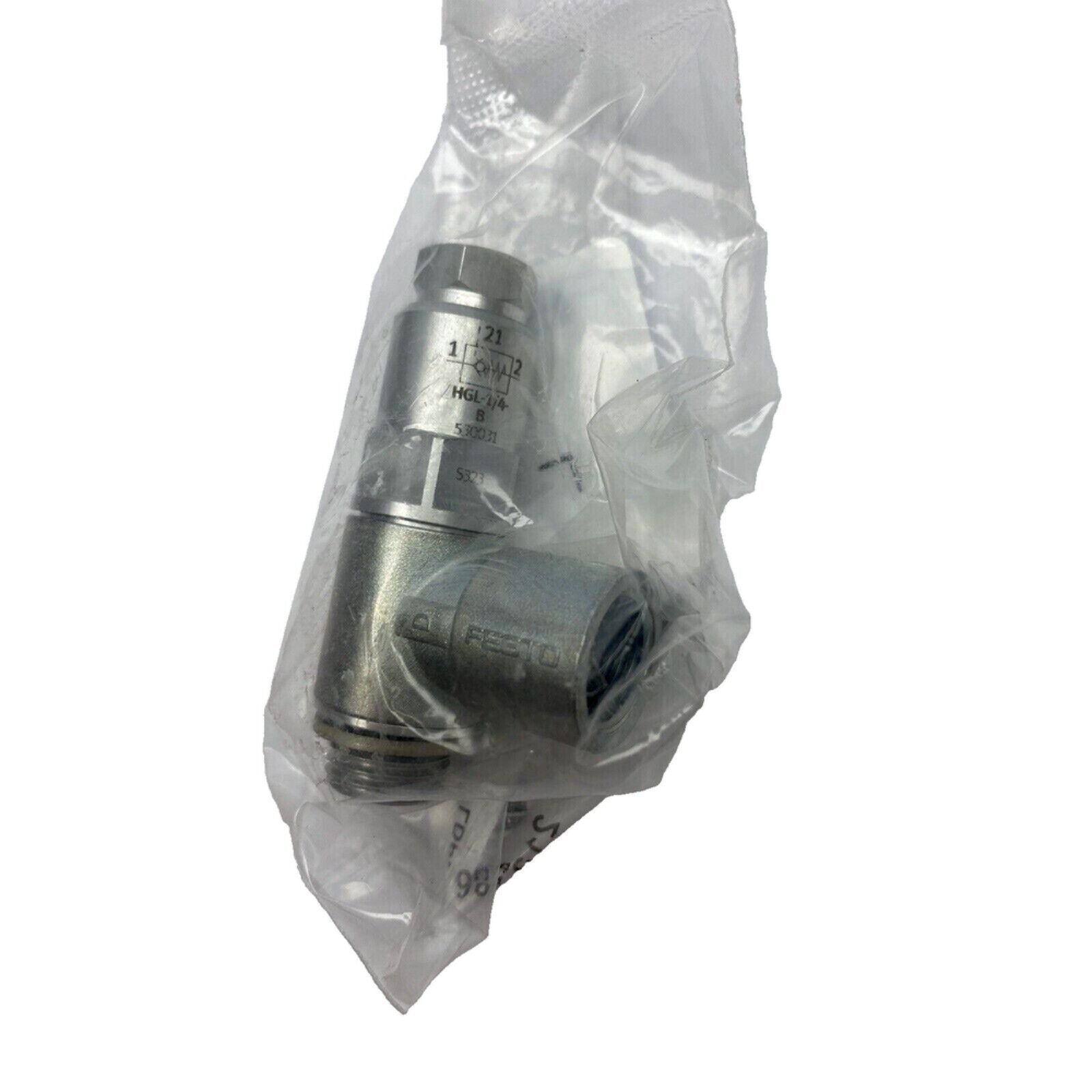 Festo HGL-1/4-B piloted non return valve in packaging, industrial automation part.