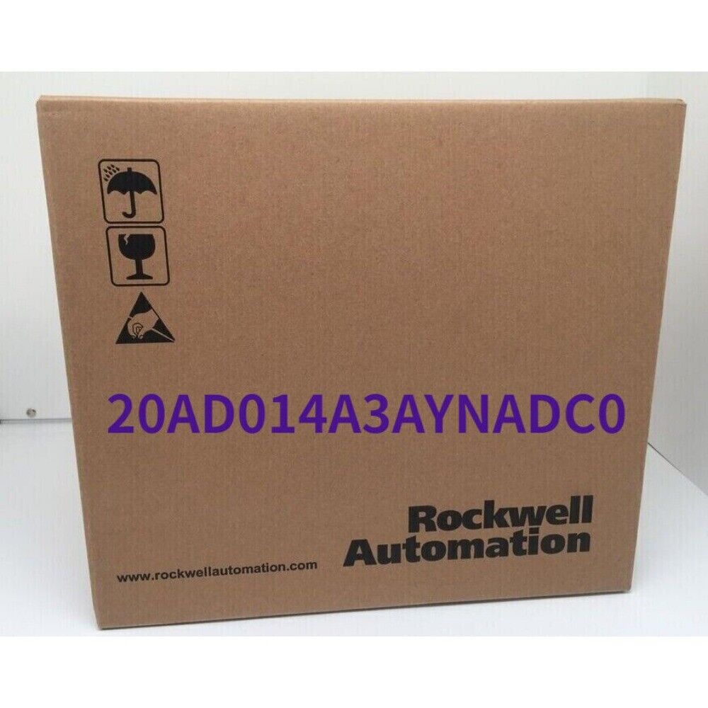 Allen-Bradley 20AD014A3AYNADC0 PLC product box, industrial automation equipment.