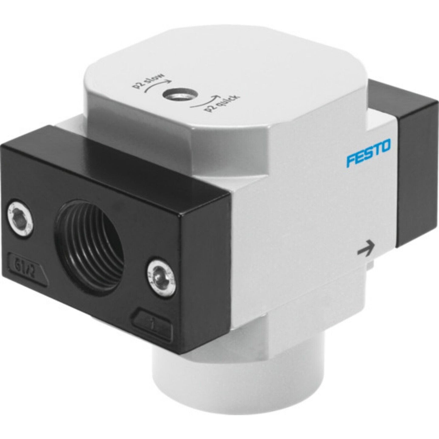 Festo HEL-1/4-D-MINI on/off valve. Automation part with flow settings.