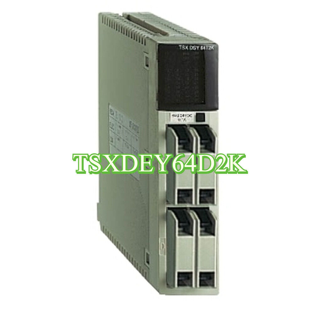 Schneider Electric TSXDEY64D2K PLC module, gray industrial automation component, featuring 64 digital input channels.