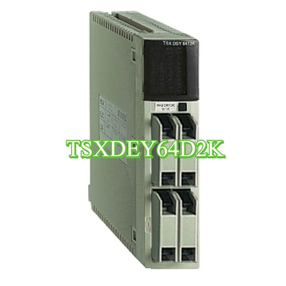 Schneider Electric TSXDEY64D2K PLC module, gray industrial automation component, featuring 64 digital input channels.
