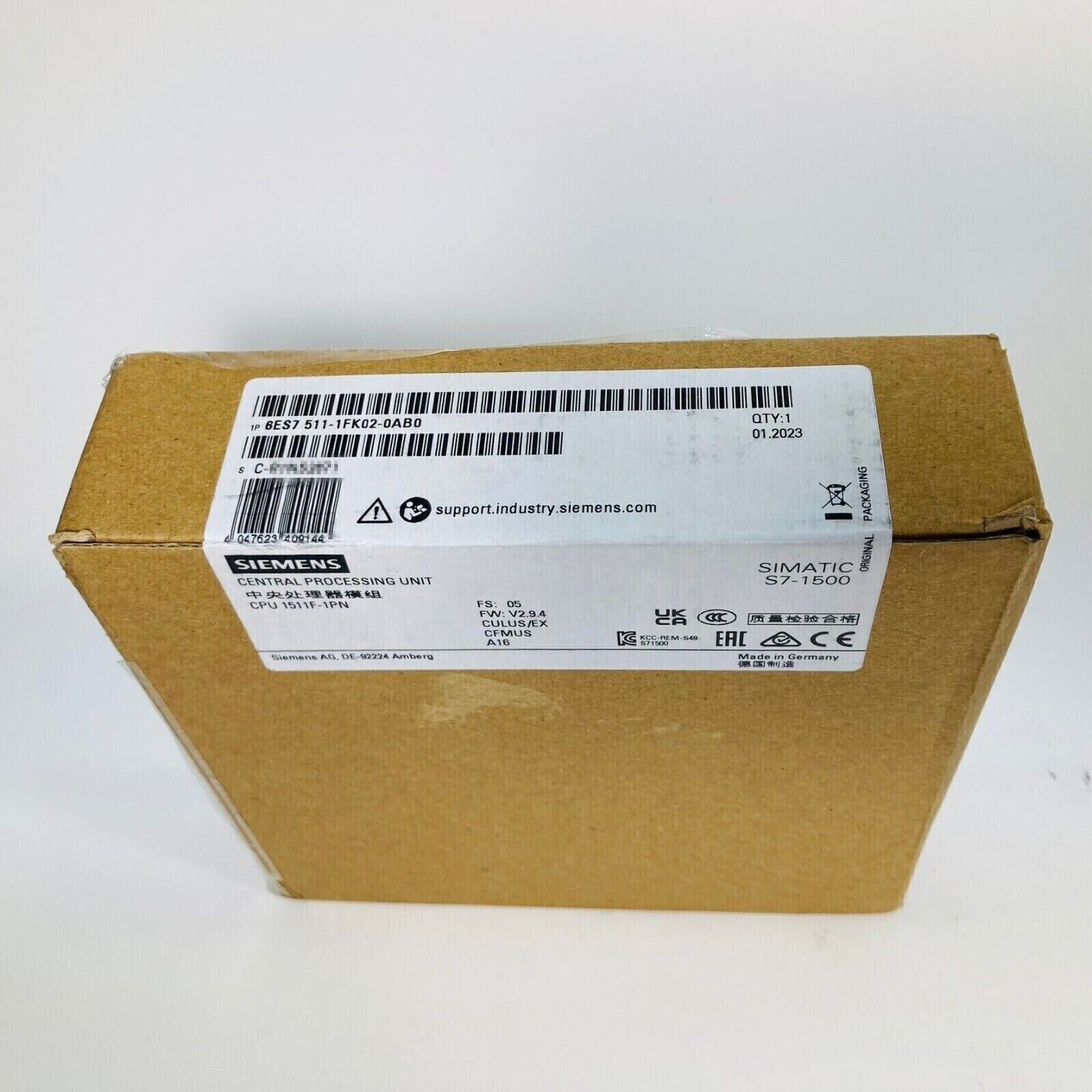 Siemens SIMATIC S7-1500 CPU 1511F-1PN in brown packaging, industrial automation part