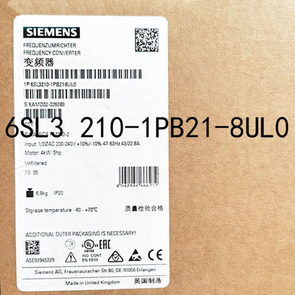PLC | Siemens | 6SL3210-1PB21-8UL0 6SL3 210-1PB21-8UL0 SINAMICS Power Module PM240-2