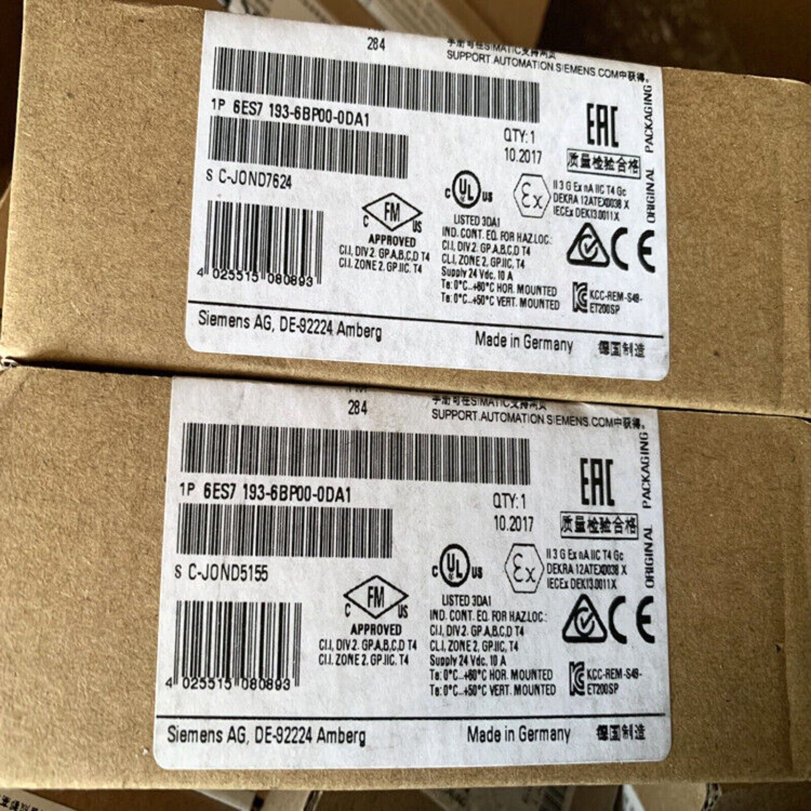 Siemens SIMATIC ET 200SP BaseUnit module 6ES7193-6BP00-0DA1, industrial automation part, Made in Germany.