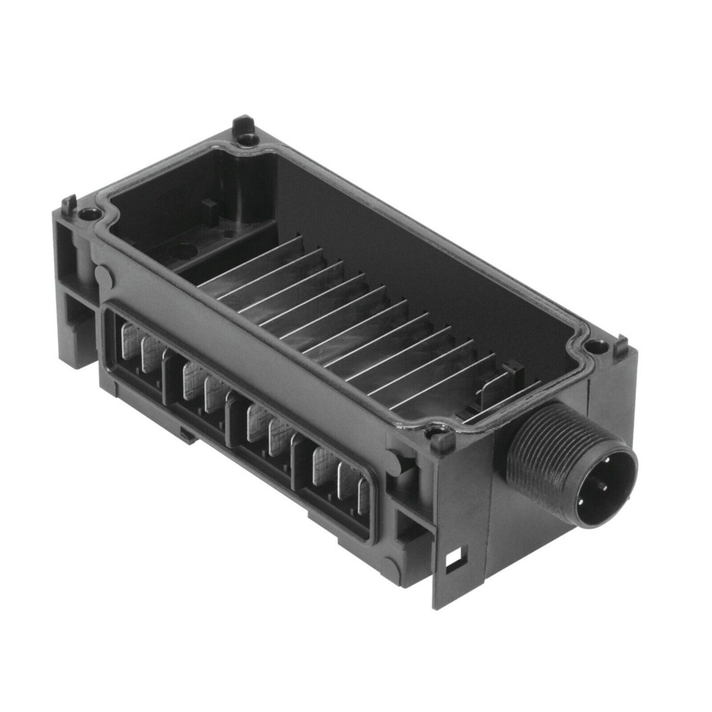 Festo CPX-GE-EV-S Interlinking block, black plastic enclosure, industrial automation component