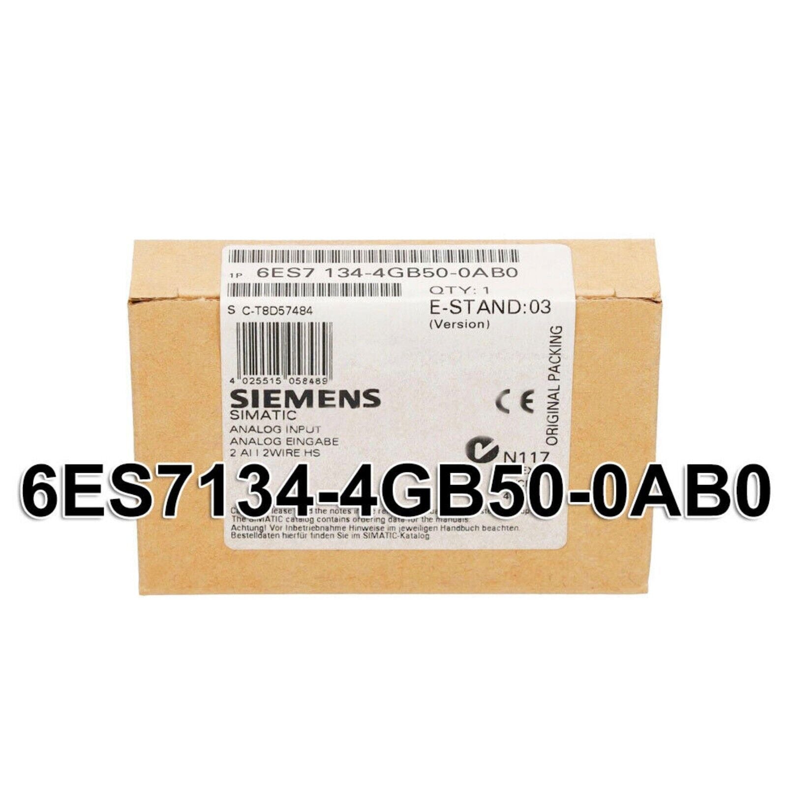 Siemens SIMATIC DP Electronic Module 6ES7 134-4GB50-0AB0 in original packaging. PLC component for industrial automation.
