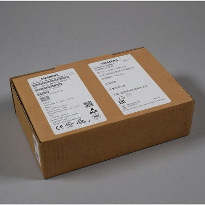 Siemens SINAMICS PM240-2 drive box, brown cardboard, product details label, industrial automation part.