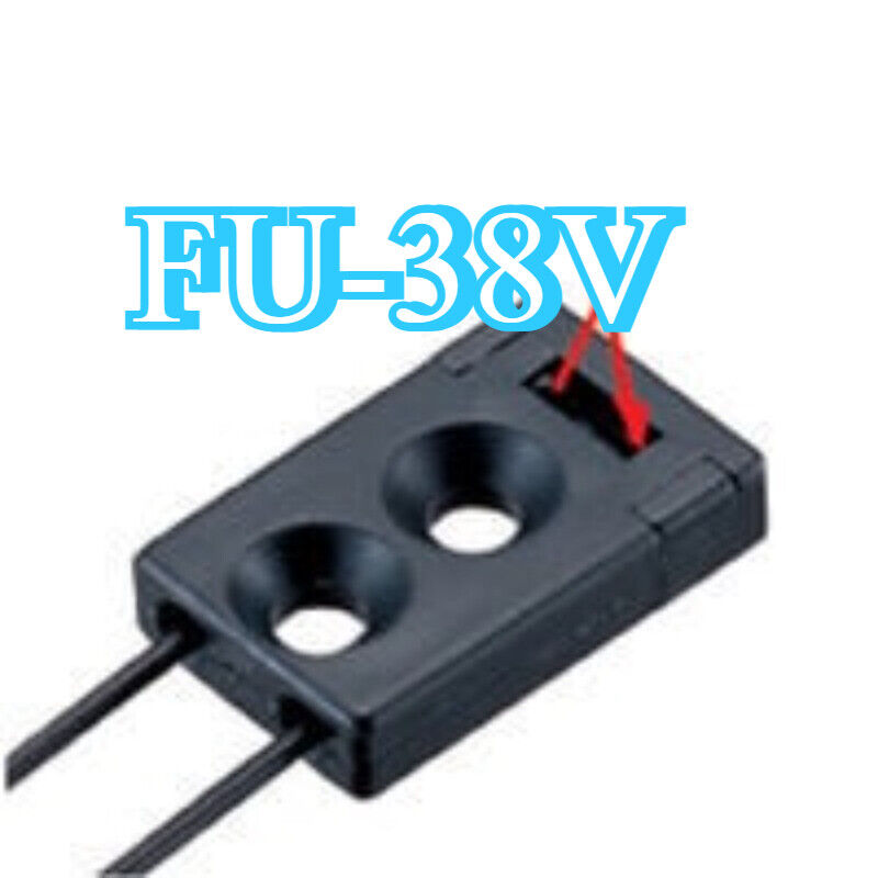 Keyence FU-38V Digital Fibre Optic Sensor, black housing, two holes, and two black wires