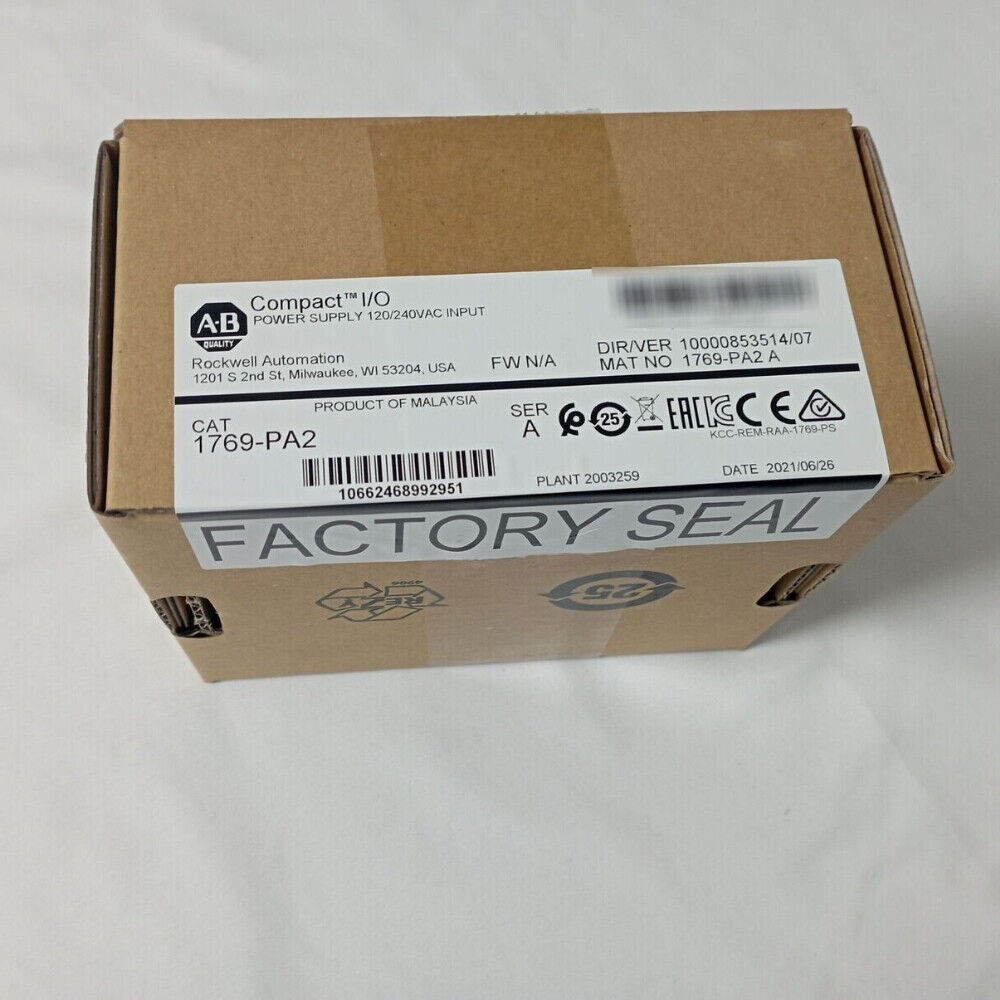 Allen-Bradley 1769-PA2 Compact I/O Power Supply, factory sealed in box, 120/240VAC input.