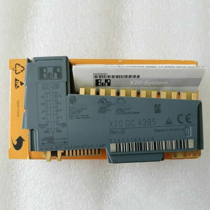 B&R X20 DC 4395 PLC Module, gray industrial automation part, Made in Austria, X20 System.
