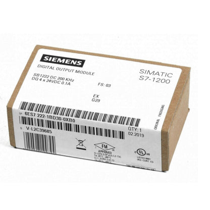 Siemens SIMATIC S7-1200 digital output module in original packaging, featuring model 6ES7 222-1BD30-0XB0.