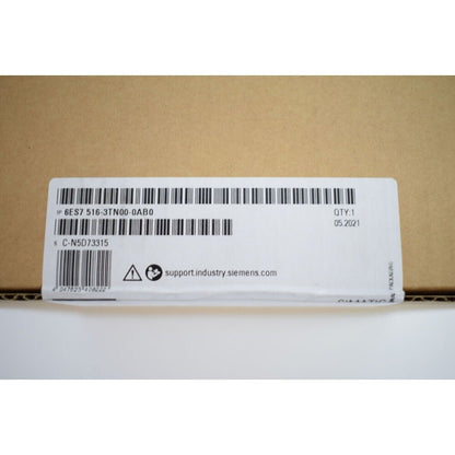 Siemens S7-1500T PLC packaging label with model number and serial code.
