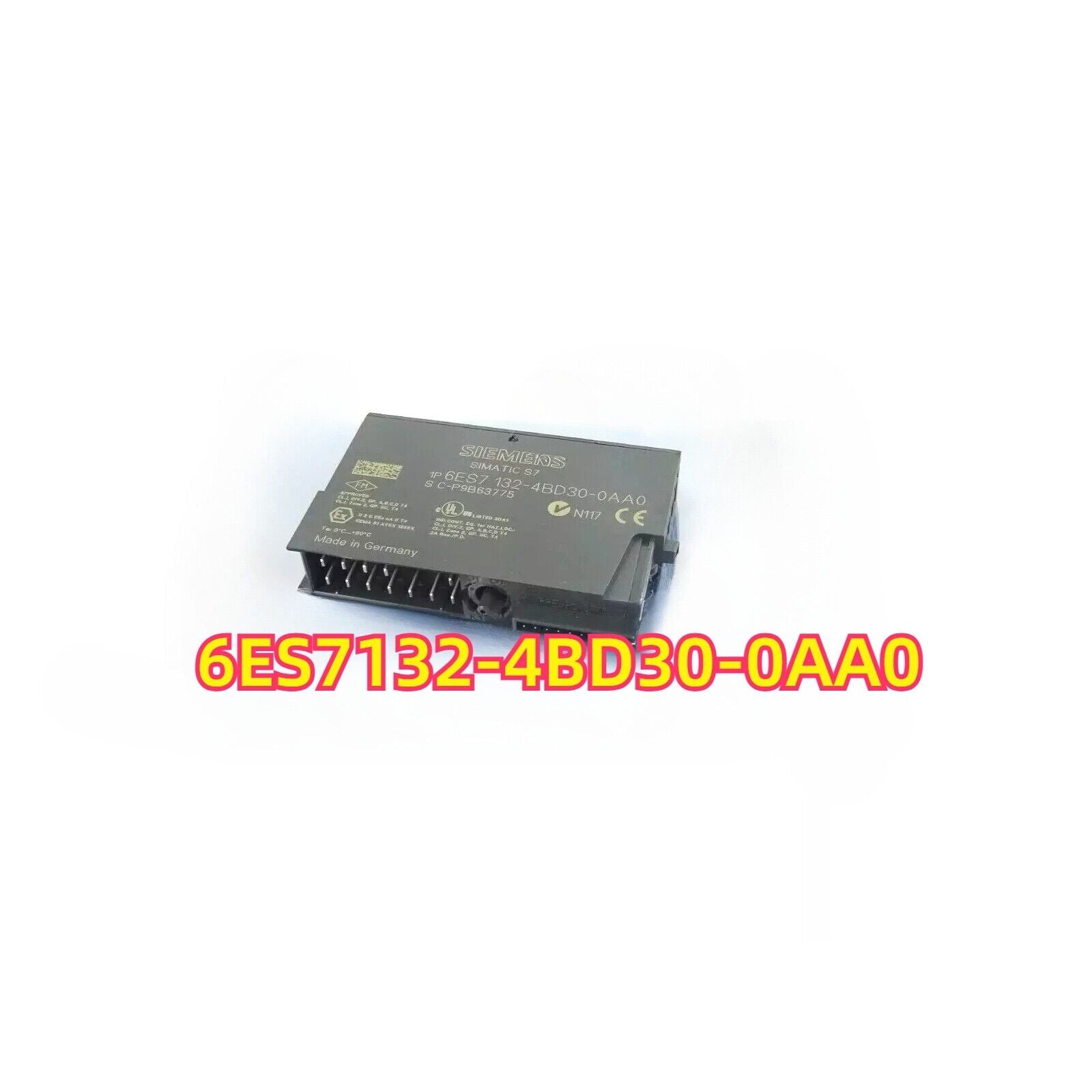Siemens SIMATIC S7 PLC module 6ES7 132-4BD30-0AA0. Industrial automation part, grey color. Made in Germany.