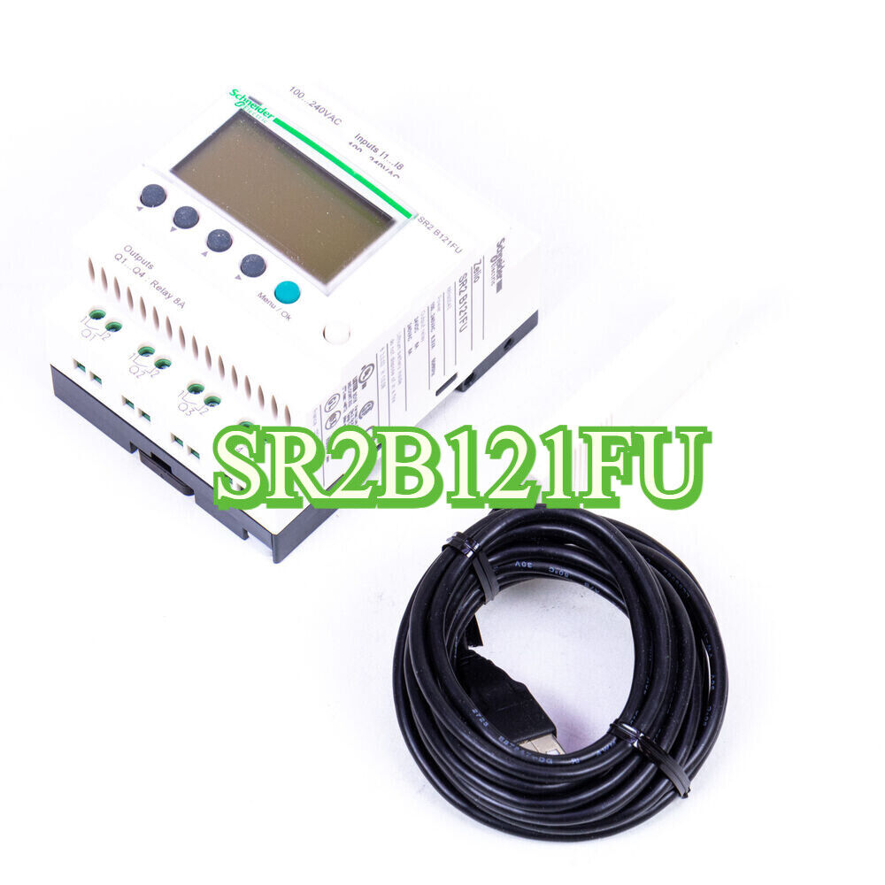 Schneider SR2B121FU control panel logic relay, white with black cable.