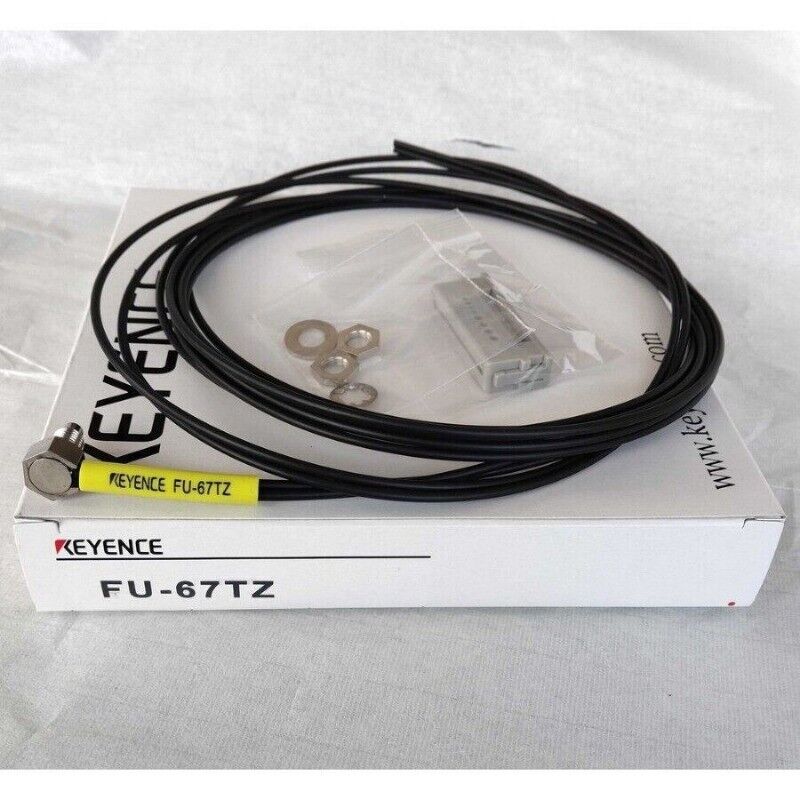 Keyence FU-67TZ Fiber Optic Sensor, New in Box, Digital Fiber Unit, Black Cable, Industrial Automation