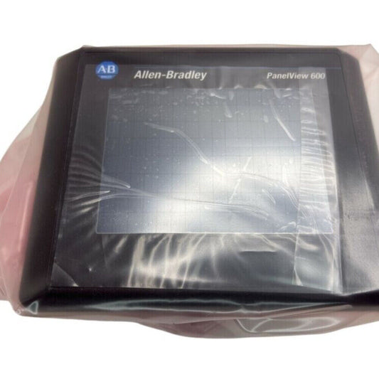 Allen-Bradley PanelView 600 touchscreen HMI in protective packaging, PLC module