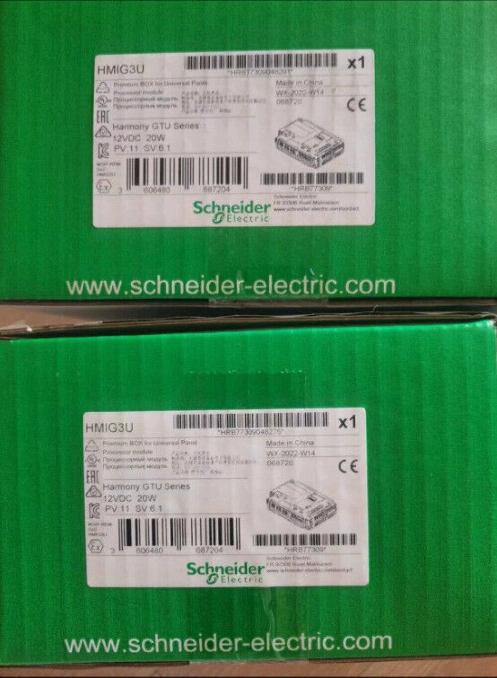Schneider Electric HMIG3U HMI in box. Industrial automation part, Harmony GTU series.