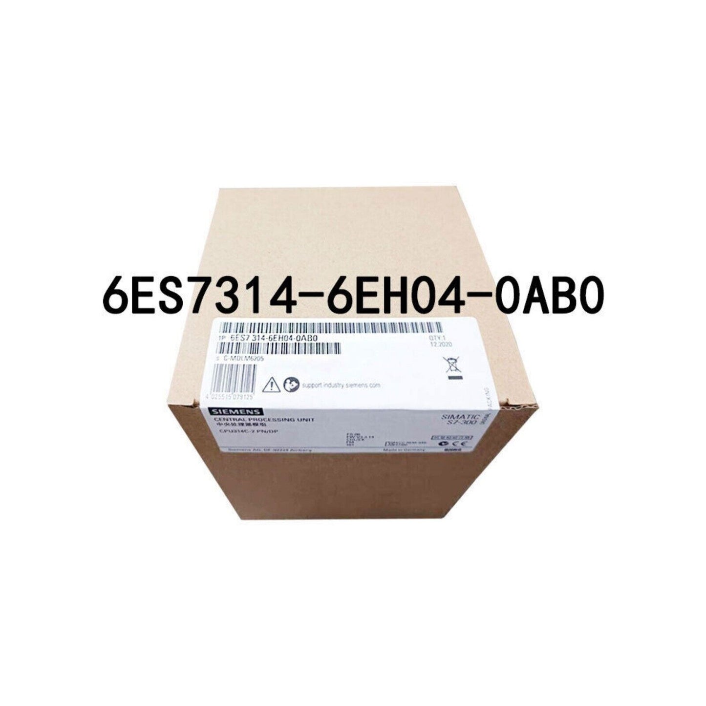 Siemens SIMATIC S7-300 CPU 314C-2 PN/DP 6ES7314-6EH04-0AB0 industrial automation module in original packaging.