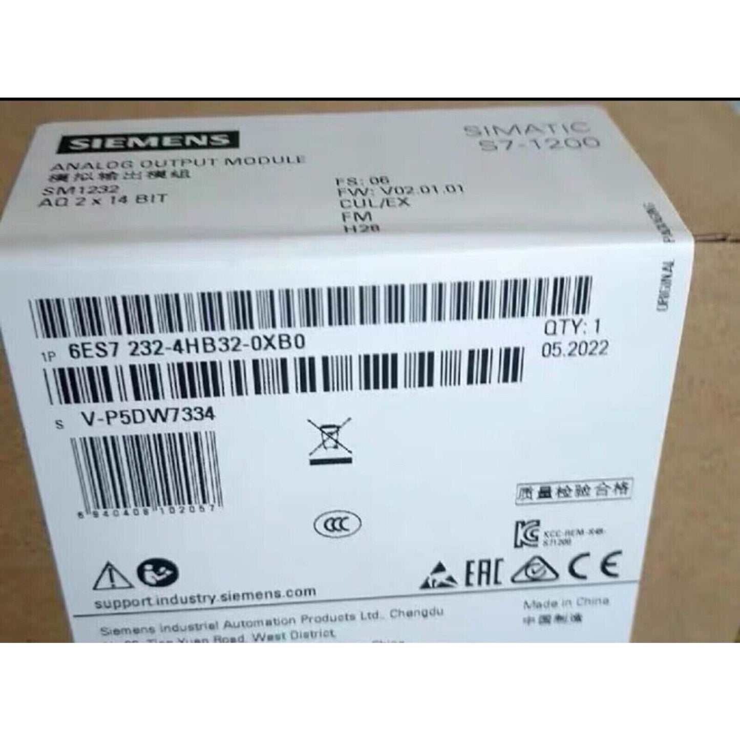 Siemens SIMATIC S7-1200 SM1232 Analog Output Module 6ES7232-4HB32-0XB0 Box, Industrial Automation