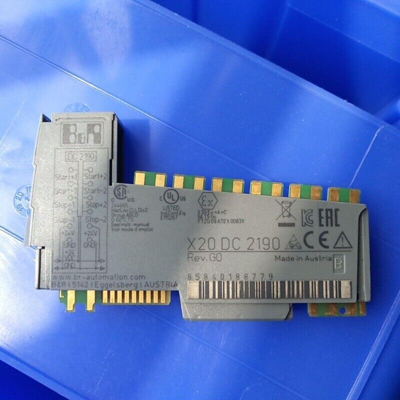 B&R X20 DC 2190 controller module, new automation part. Made in Austria, featuring product specifications.