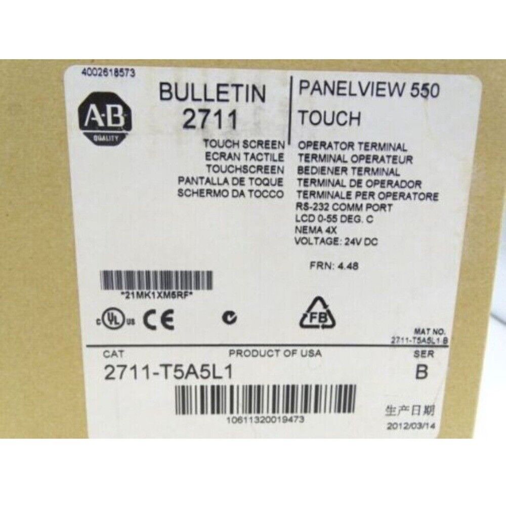 Allen-Bradley PanelView 550 Touch Operator Terminal, 2711-T5A5L1, FRN 4.48, touchscreen HMI