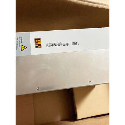 B&R frequency converter power supply label showing warning and model information