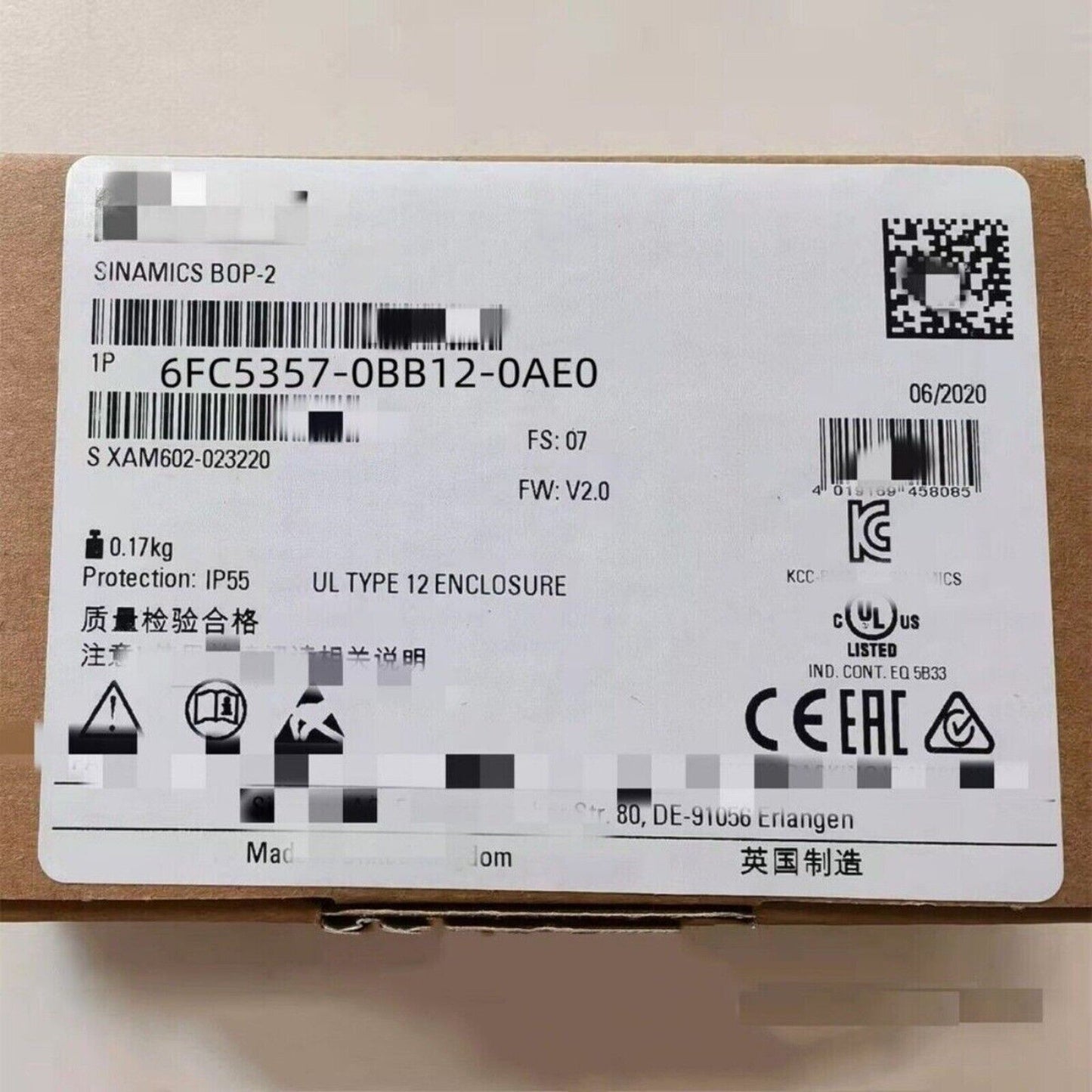 Siemens SINUMERIK 840D/DE NCU 571.4 PLC module 6FC5357-0BB12-0AE0 packaging, 06/2020, UK made.