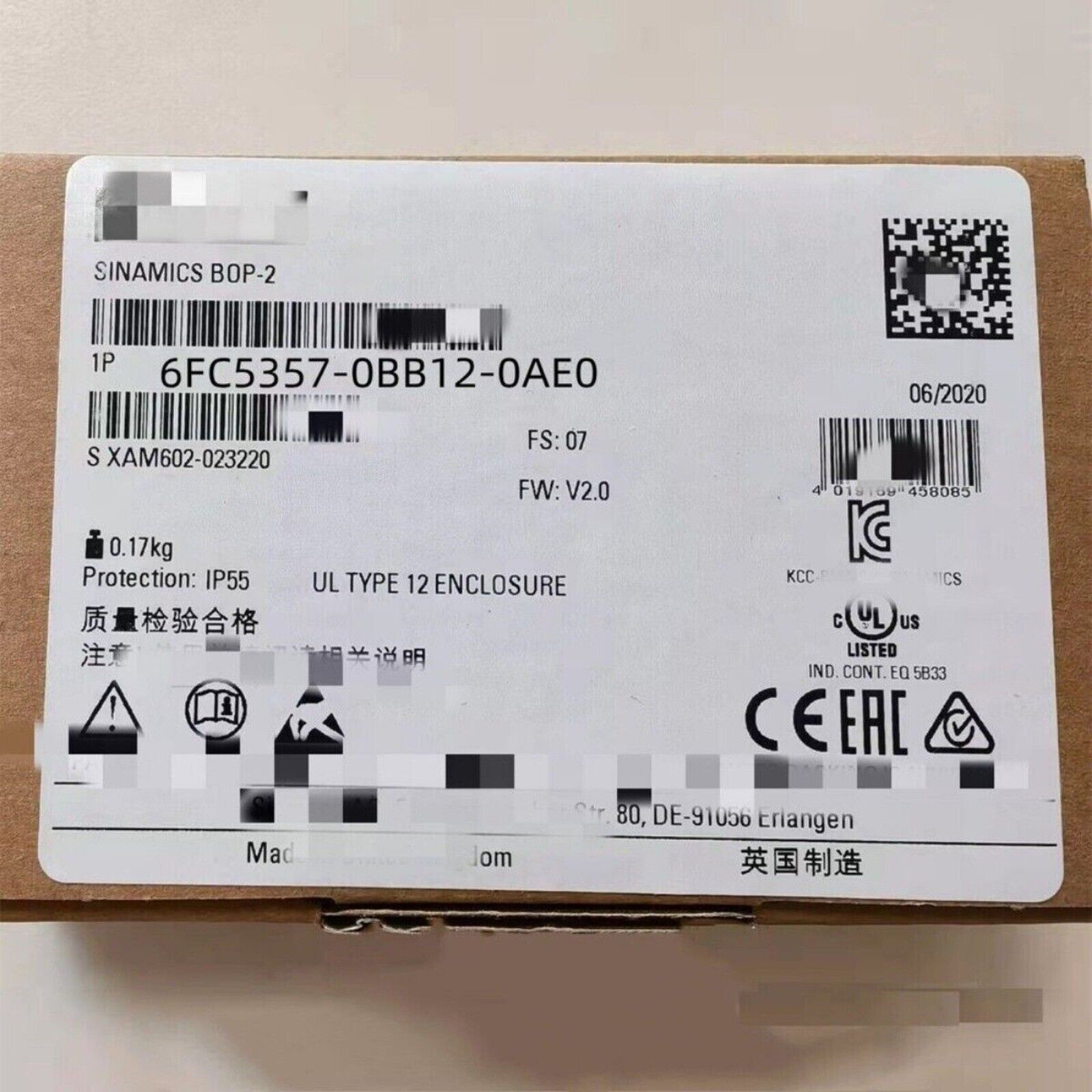Siemens SINUMERIK 840D/DE NCU 571.4 PLC module 6FC5357-0BB12-0AE0 packaging, 06/2020, UK made.