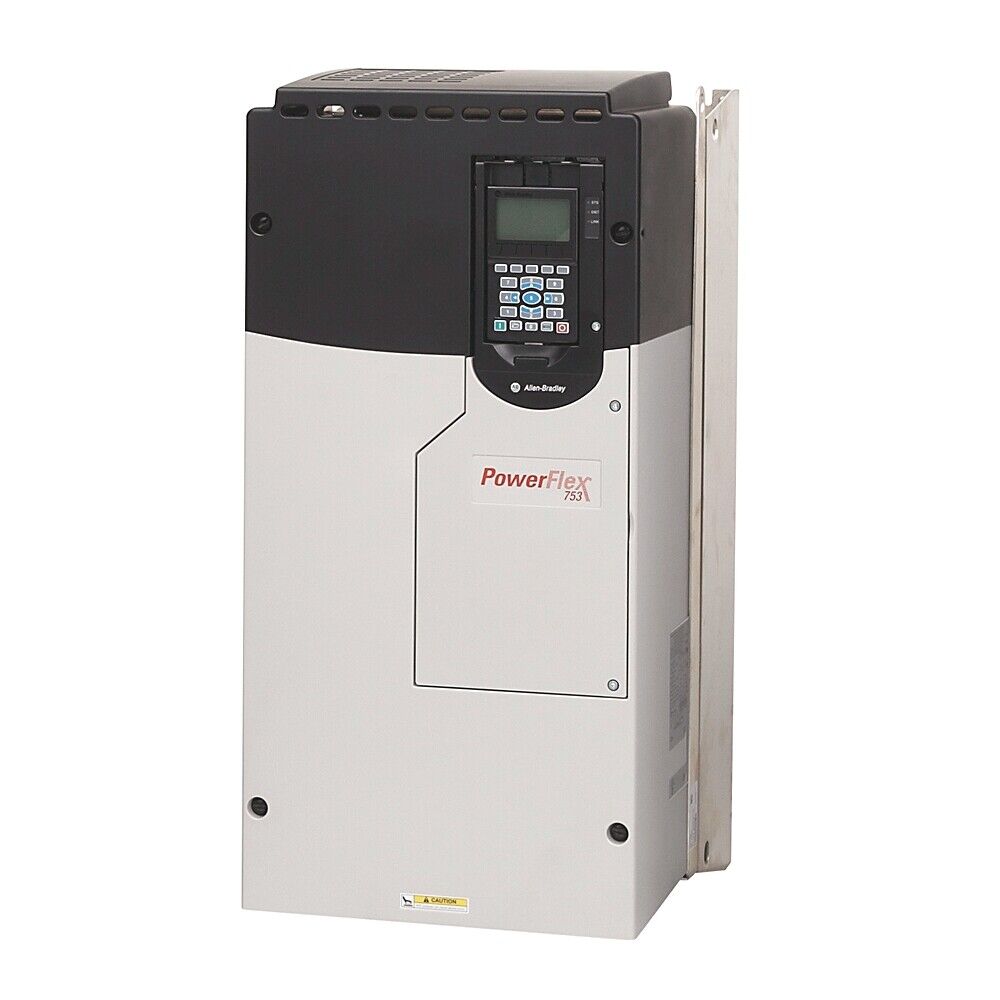 Allen-Bradley PowerFlex 753 AC Drive, front view, with control panel and brand logo. PLC full range available.