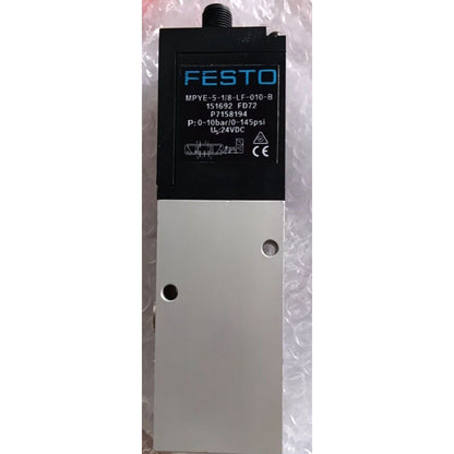 FESTO MPYE-5-1/8-LF-010-B Proportional Valve, industrial automation part. Features black housing and silver body.