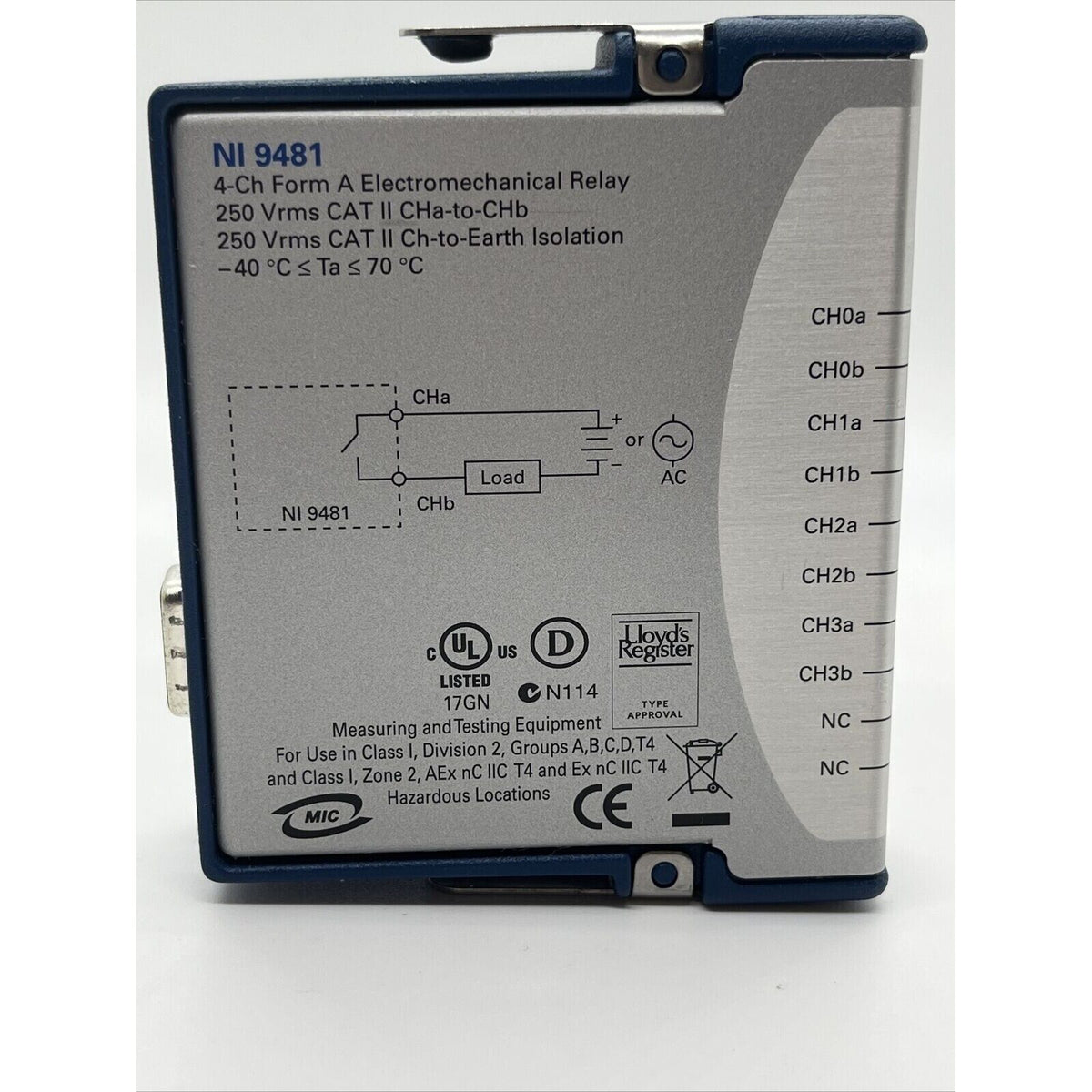 NI-9481 C Series Relay Output Module, industrial automation part with label information