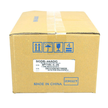 New YASKAWA SGDB-44ADG Servo Drive box, cardboard packaging with shipping symbols and product label, Made in China