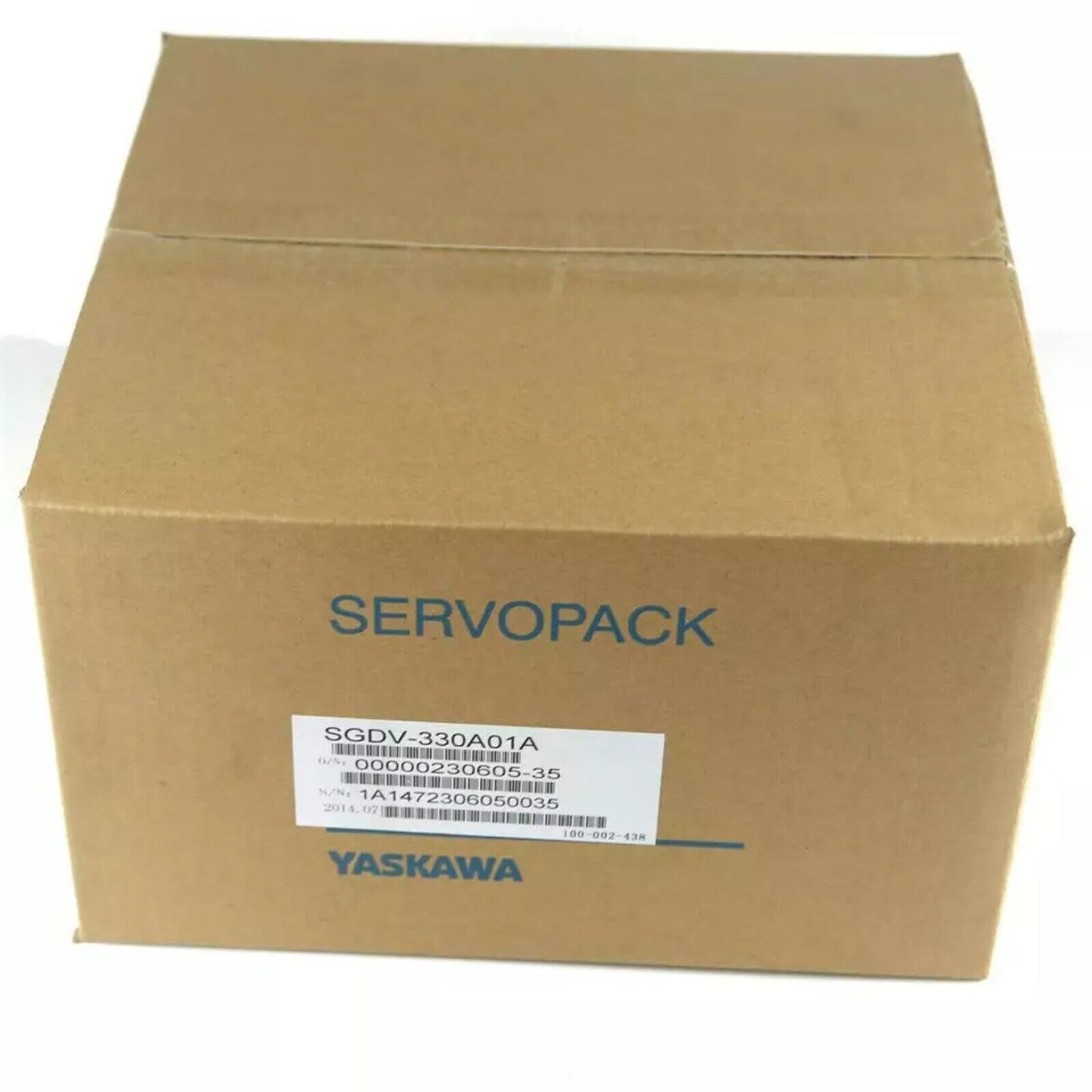 Yaskawa SGDV-330A01A servo drive in SERVOPACK box, industrial automation component.