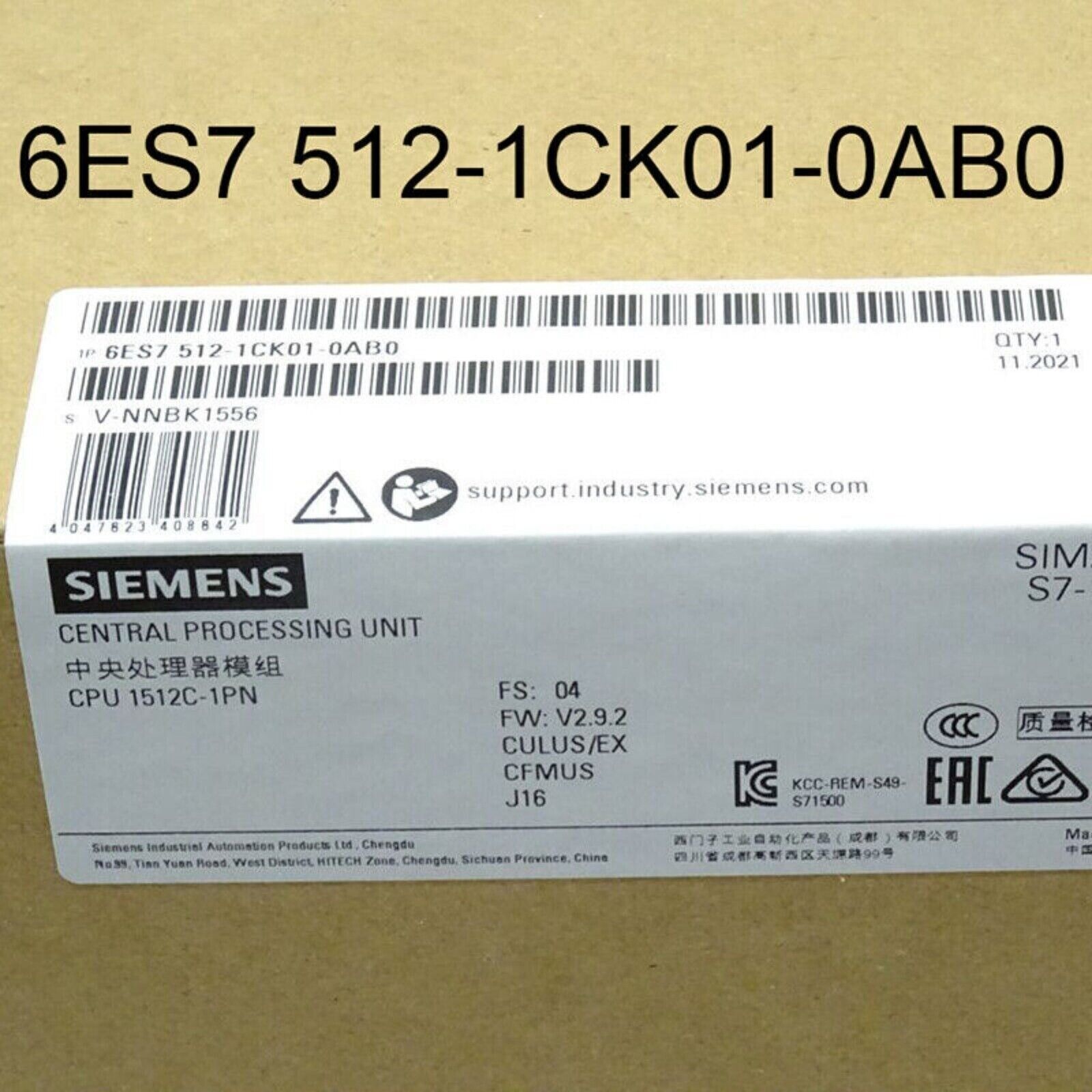 Siemens S7-1500 Compact CPU 1512C-1 PN PLC Module with label