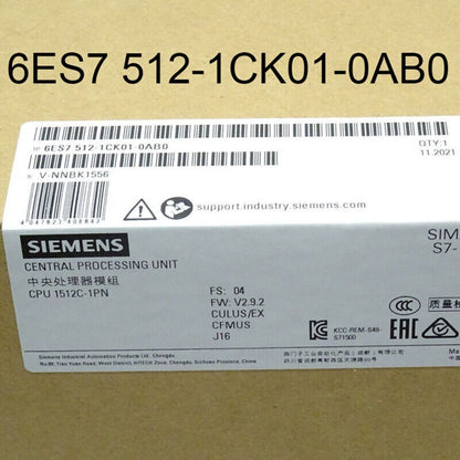Siemens S7-1500 Compact CPU 1512C-1 PN PLC Module with label
