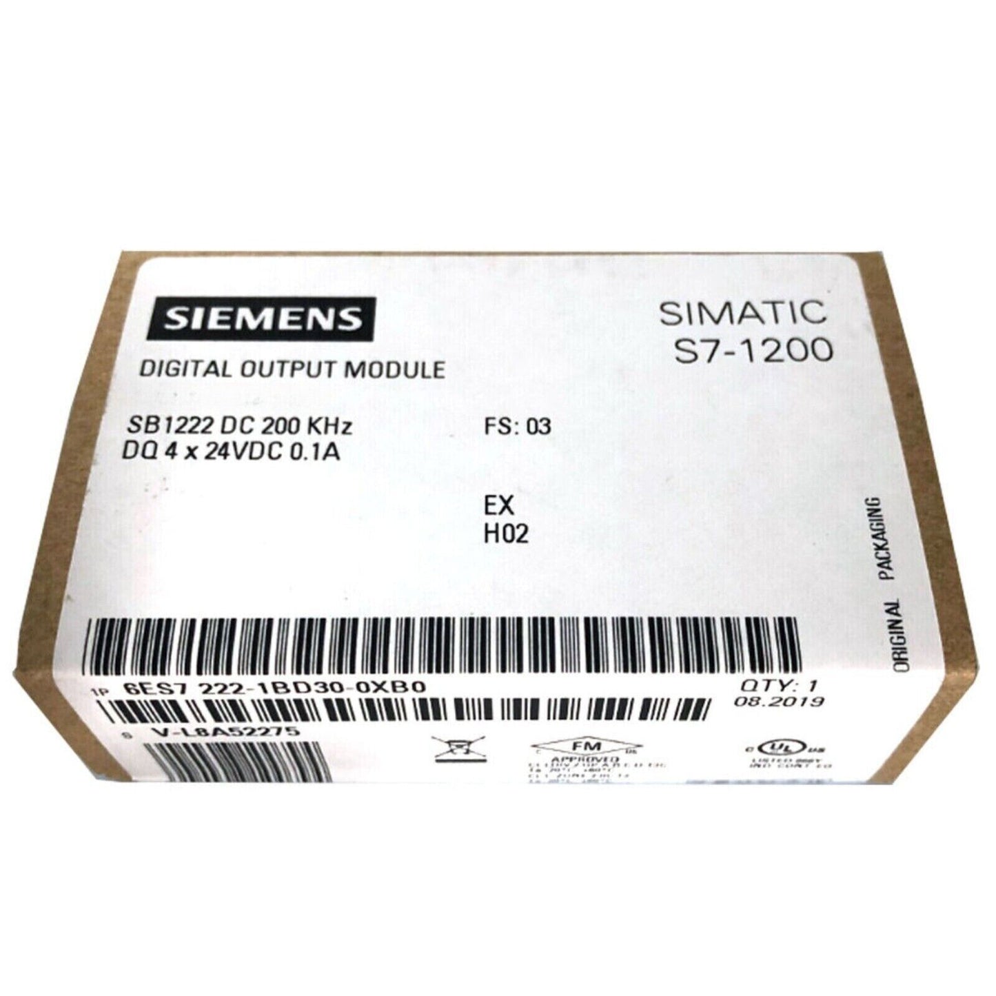 SIMATIC S7-1200 digital output module 6ES7222-1BD30-0XB0 by Siemens, industrial automation component.