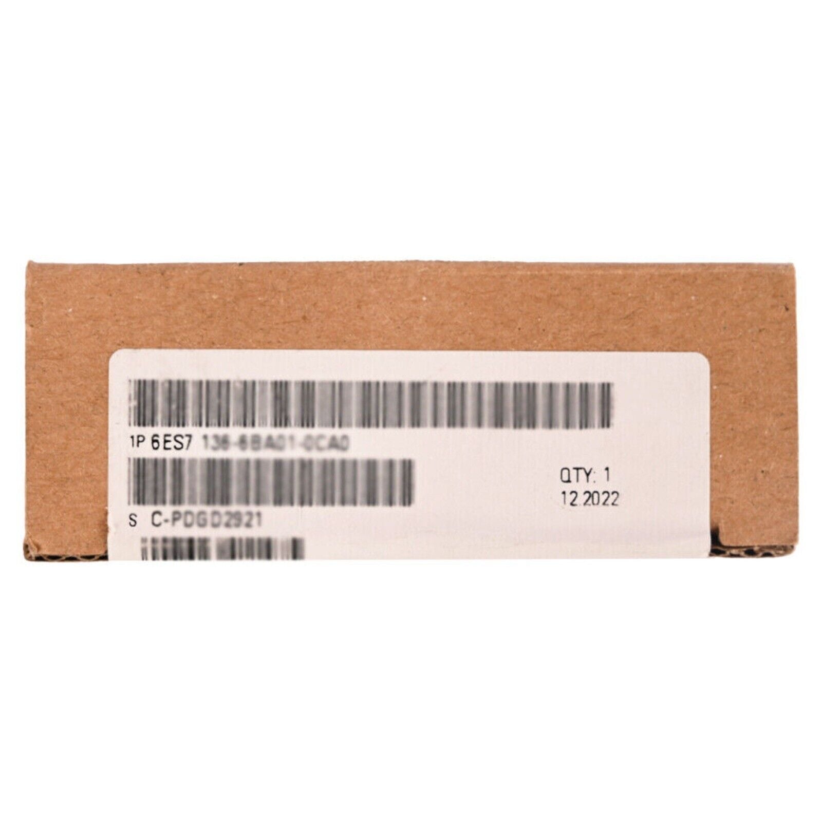 SIMATIC ET 200SP 6ES7136-6BA01-0CA0 module box with product information label, industrial automation parts