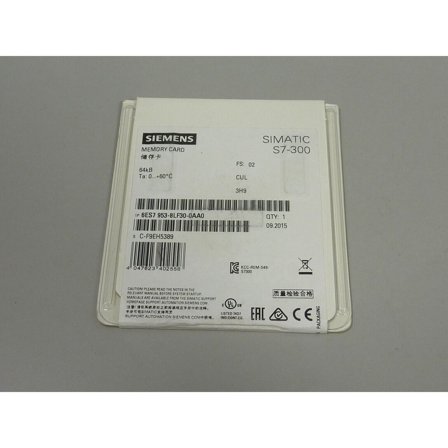 Siemens SIMATIC S7-300 Memory Card 6ES7 953-8LF30-0AA0, PLC Module