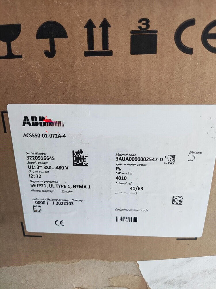 ABB ACS550-01-072A-4 Inverter Label, Brown Box, Technical Specifications