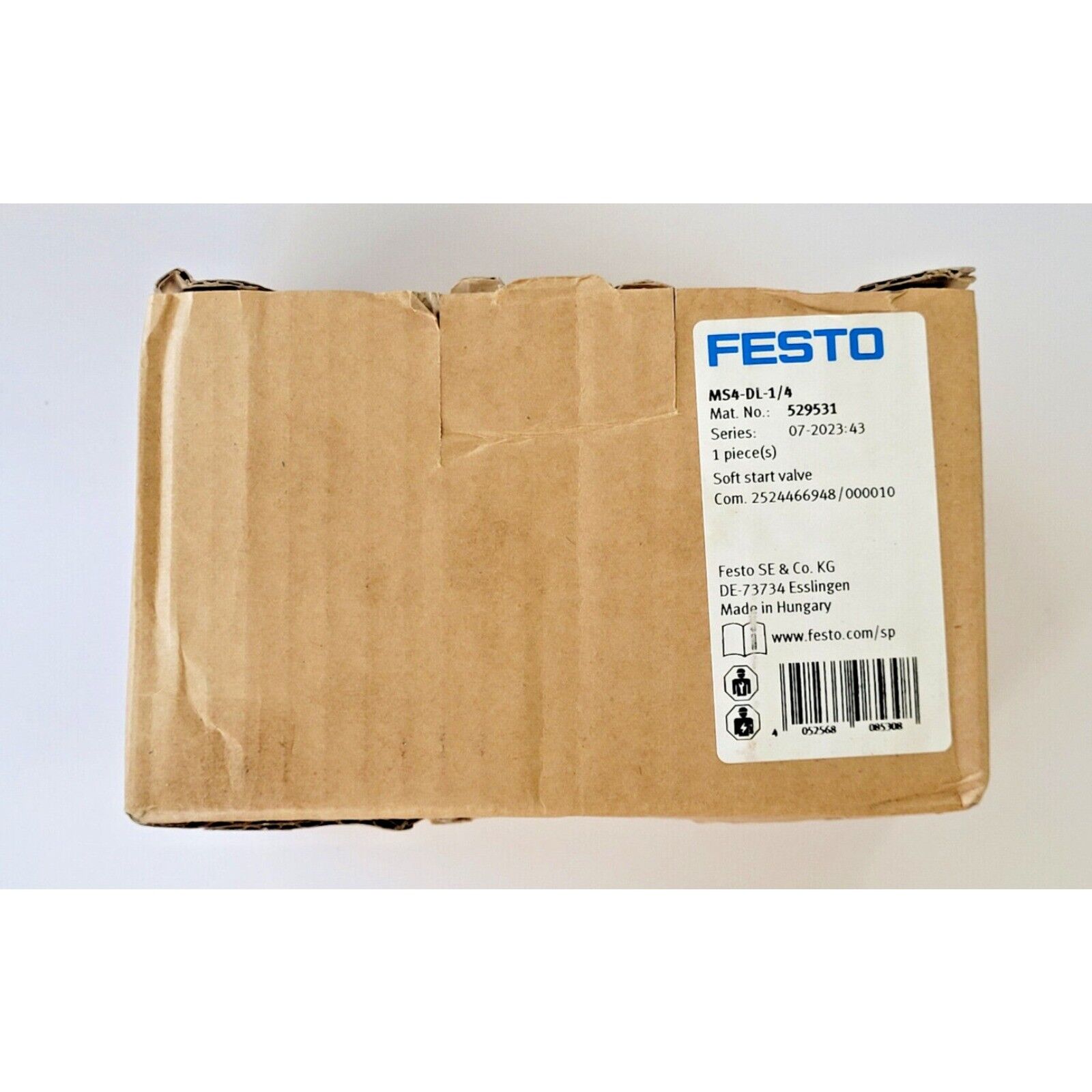 Festo MS4-DL-1/4 Soft start valve in its original packaging, industrial automation part.