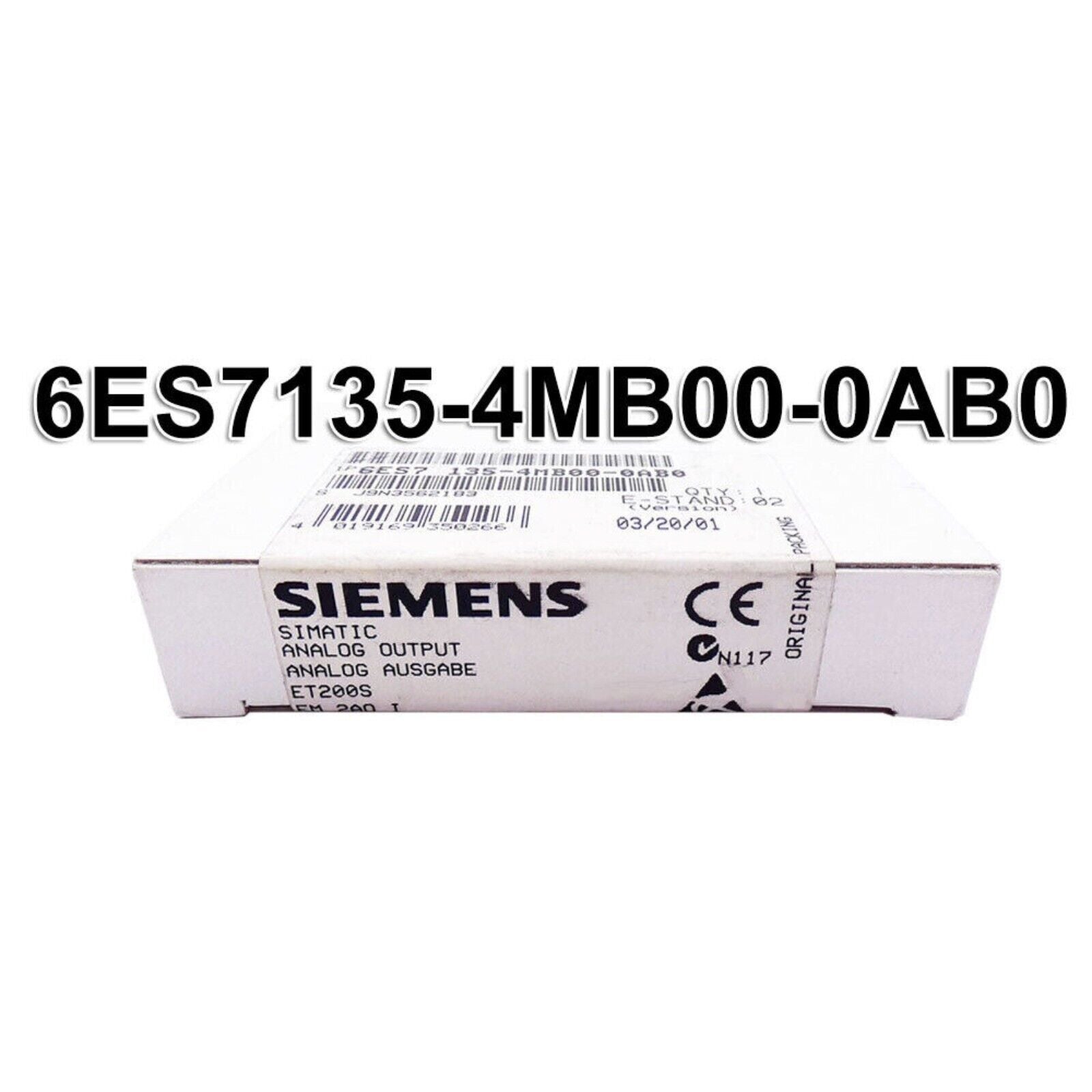 Siemens 6ES7135-4MB00-0AB0 DP Electronics Module ET 200S in original packaging. Industrial automation part.