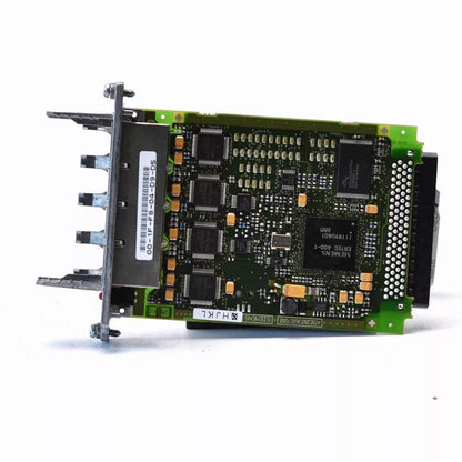 Siemens 6FC5312-0FA00-0AA0 PROFINET module. Industrial automation part with green circuit board and metal bracket.