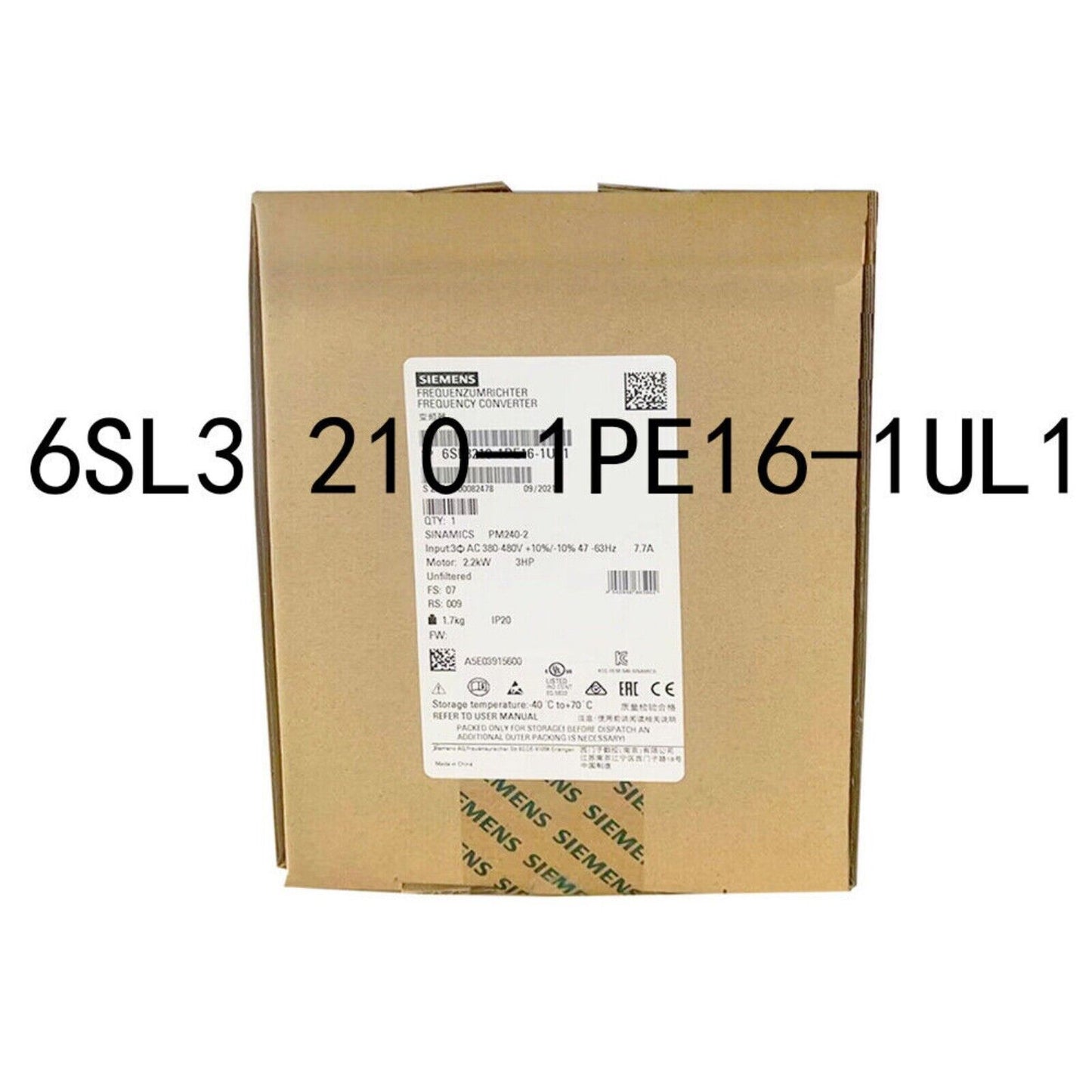Siemens SINAMICS PM240-2 frequency converter, model 6SL3210-1PE16-1UL1, industrial automation part